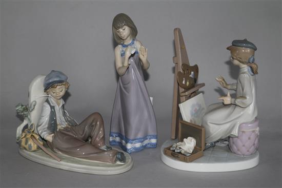Three Lladro figures, Quiet Evening no. 5606, Still Life with palette board, no.5363 and A Time To Rest no. 5399 (3)